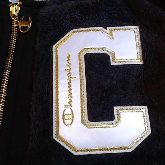 Champion Super Fleece Faux Fur Letterman - Picture 5 of 8